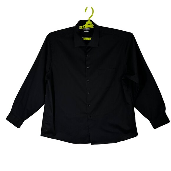 Van Heusen Flex Mens Black Regular Fit Long Sleeve Shirt Size 18.5 35/37 - Picture 2 of 11